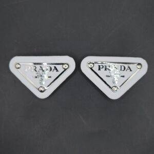 2x White Prada Triangle Patch/Croc Charm